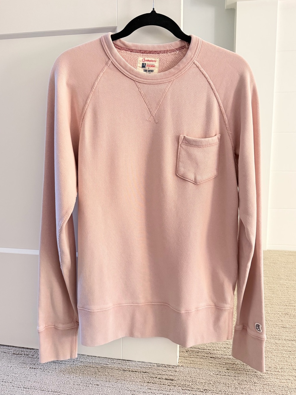 TODD SNYDER x Champion Dusty Pink Front Pocket Crewneck Sweatshirt S NEW!!